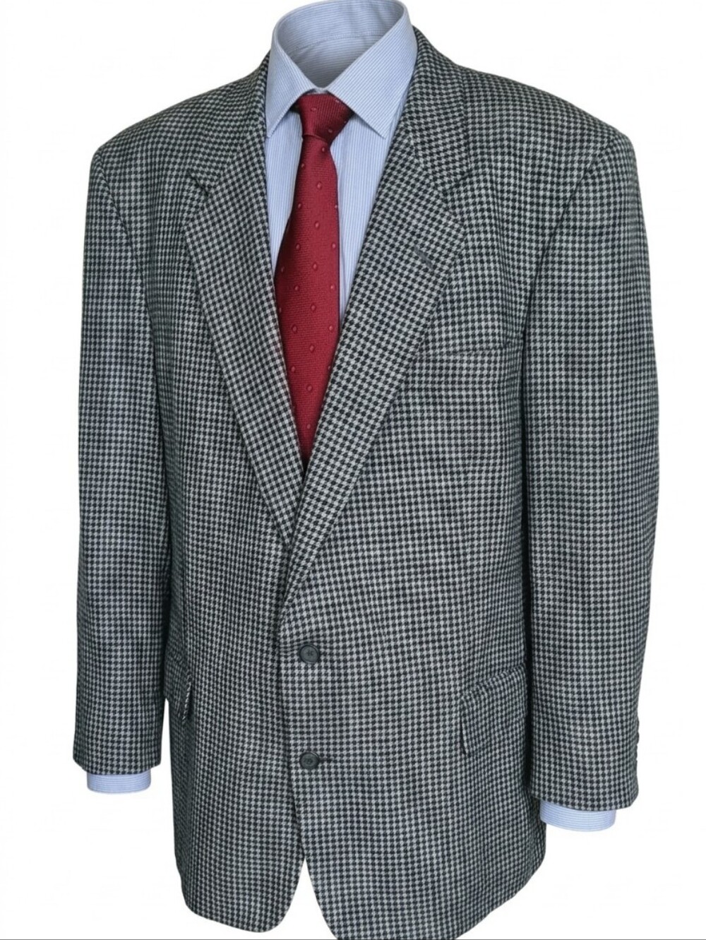 Pierre Balmain Wool Blazer Mens 50L Gray Houndstooth Sport Coat Fits 46-48L